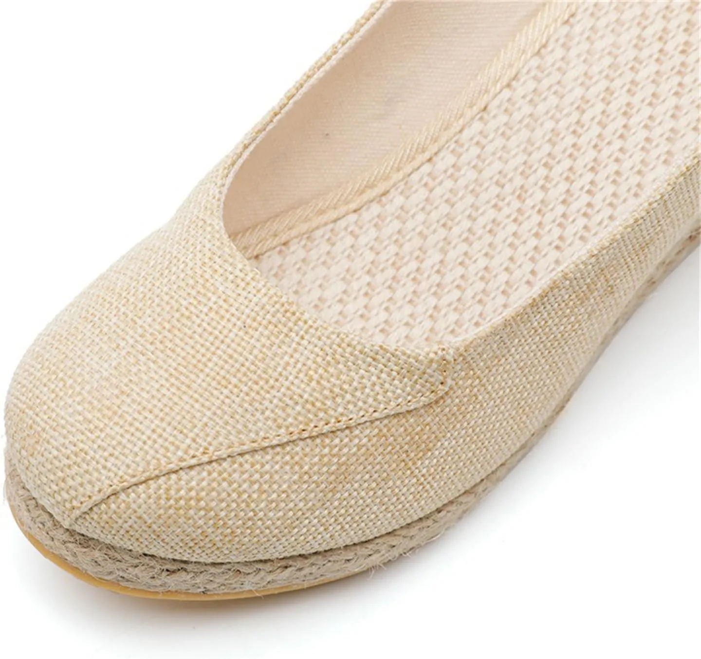 Women's Closed Toe Espadrilles Wedge Sandals Round Slip On Comfy Platform Pumps Shoes Solid Color Pointed Comfortable Canvas Wide Width Sandal Shoes Dressy Casual Summer Espadrille Wedges