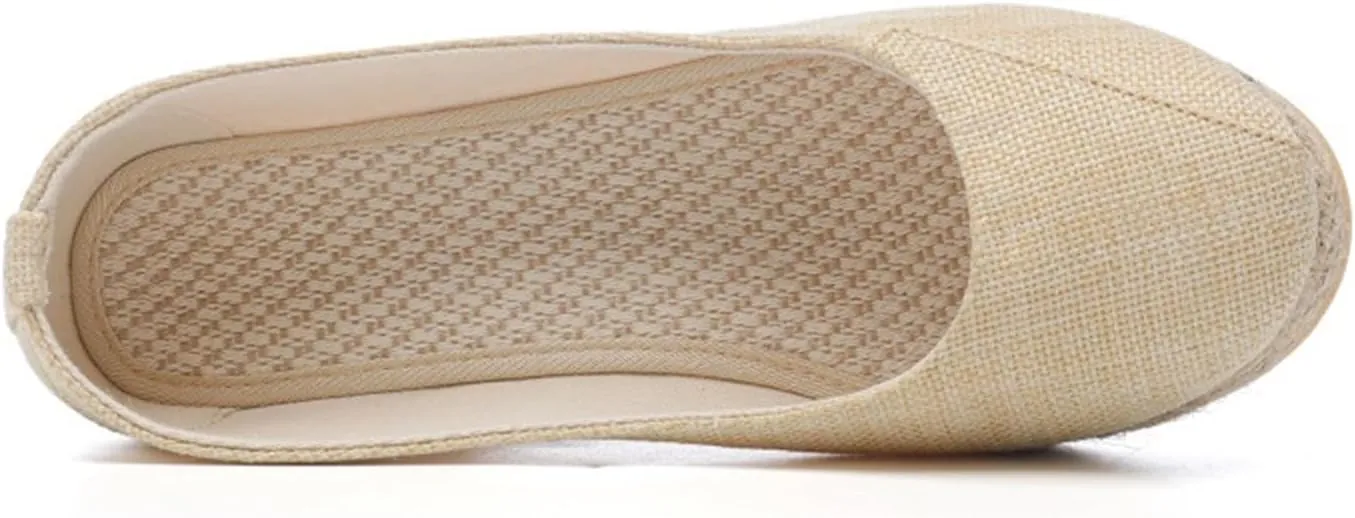 Women's Closed Toe Espadrilles Wedge Sandals Round Slip On Comfy Platform Pumps Shoes Solid Color Pointed Comfortable Canvas Wide Width Sandal Shoes Dressy Casual Summer Espadrille Wedges