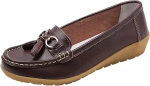 Womens Comfort Walking Flat Loafer Slip On Leather Loafer Comfortable Flat Shoes Outdoor Driving Womens Reefs Size 8