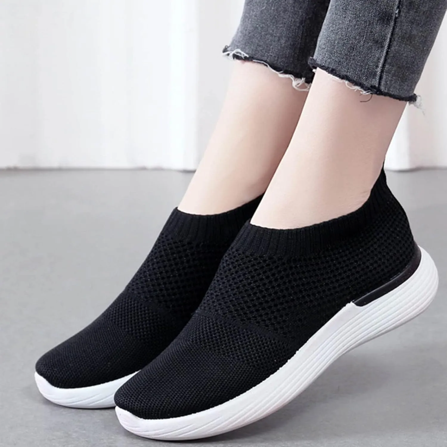 Women's Fashion Sneakers Lightweight Versatile Slip On Shoes Breathable Casual Outdoor Fitness Shoes Non Slip