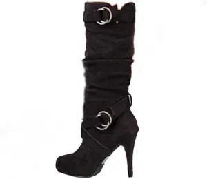 Women's Knee High Boots Platform High Heel Boots Mid Calf Dress Boots Side Zipper Round Toe Fashion Winter Boots
