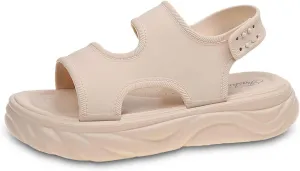 Women's Open Toe Platform Sport Sandals Summer Outdoor Wedge Orthotic Walking Casual Beach Sandals with Fuzz