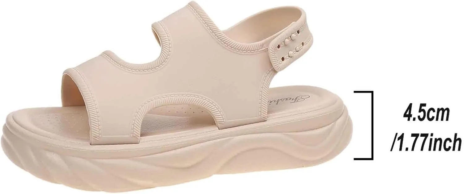 Women's Open Toe Platform Sport Sandals Summer Outdoor Wedge Orthotic Walking Casual Beach Sandals with Fuzz