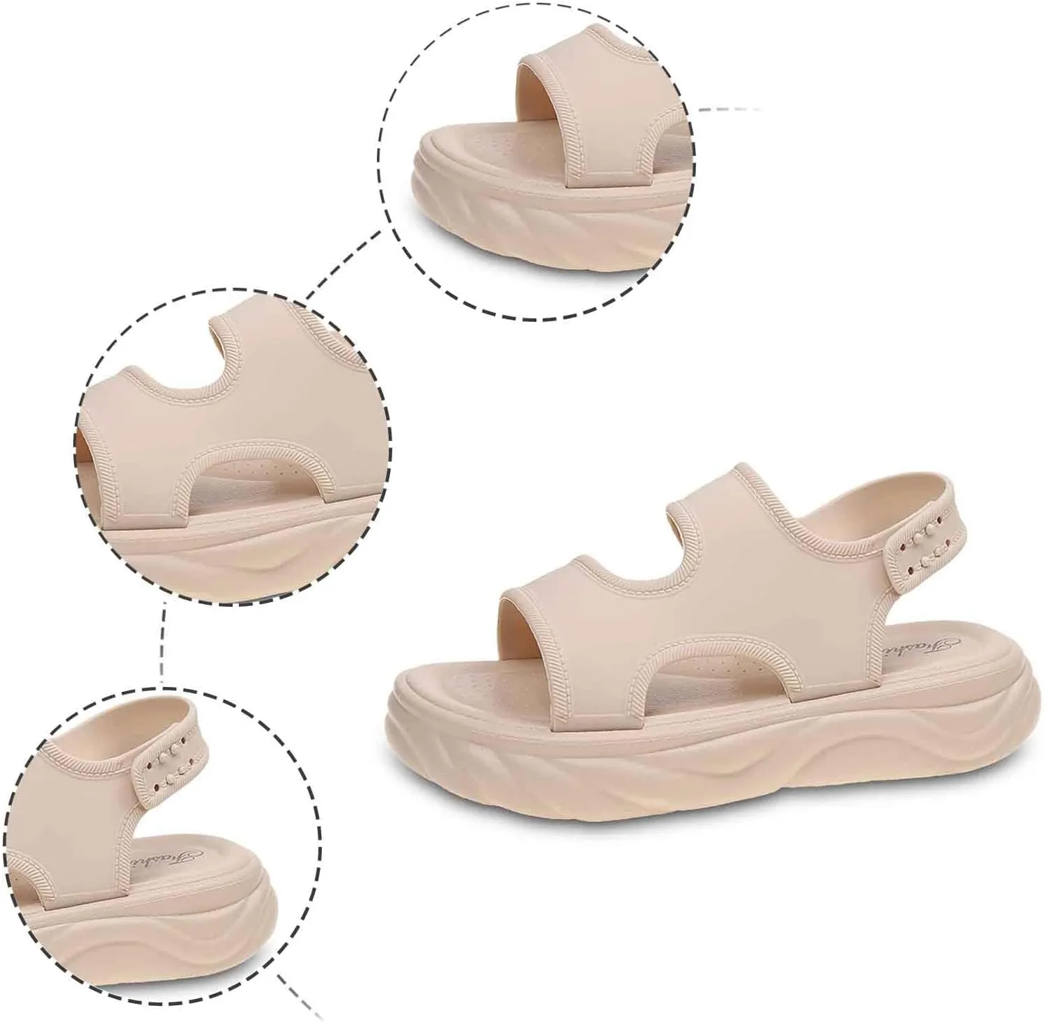 Women's Open Toe Platform Sport Sandals Summer Outdoor Wedge Orthotic Walking Casual Beach Sandals with Fuzz