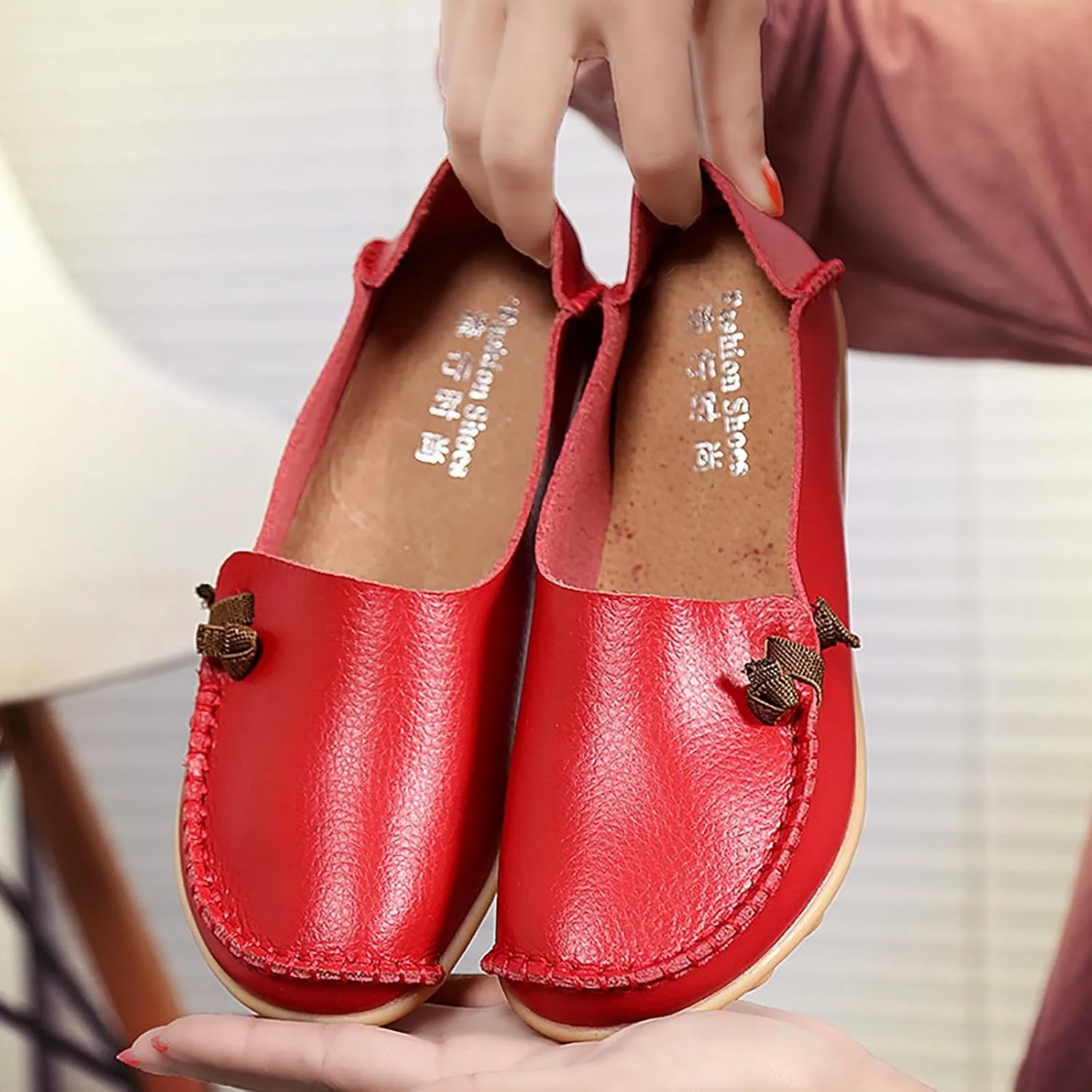 Womens Shoes Fall 2024White Leather Sneakers for Women Loafers for Women Fashion Casual Comfy Soft Womens Christmas Shoes Comfortable & Lightweight