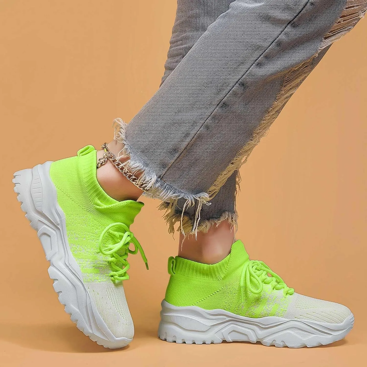 Women's Solid Color Fashion Four Season Lace Up Sneakers Solid Color Flying Woven Running Shoes Womens Rave Shoes