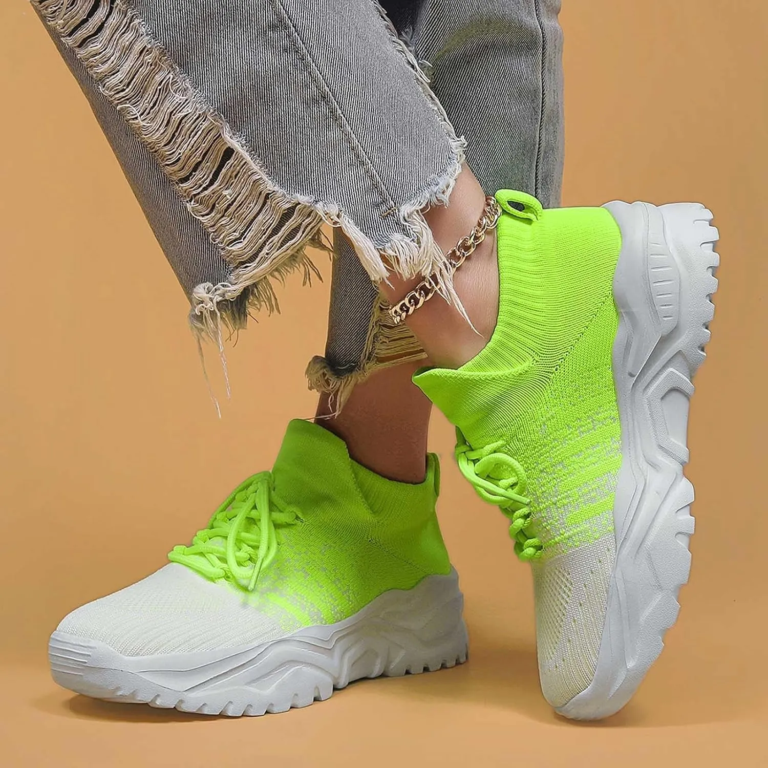 Women's Solid Color Fashion Four Season Lace Up Sneakers Solid Color Flying Woven Running Shoes Womens Rave Shoes