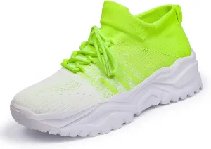 Women's Solid Color Fashion Four Season Lace Up Sneakers Solid Color Flying Woven Running Shoes Womens Rave Shoes