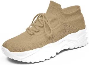 Women's Solid Color Fashion Four Season Lace Up Sneakers Solid Color Flying Woven Running Shoes Women's Water Shoes