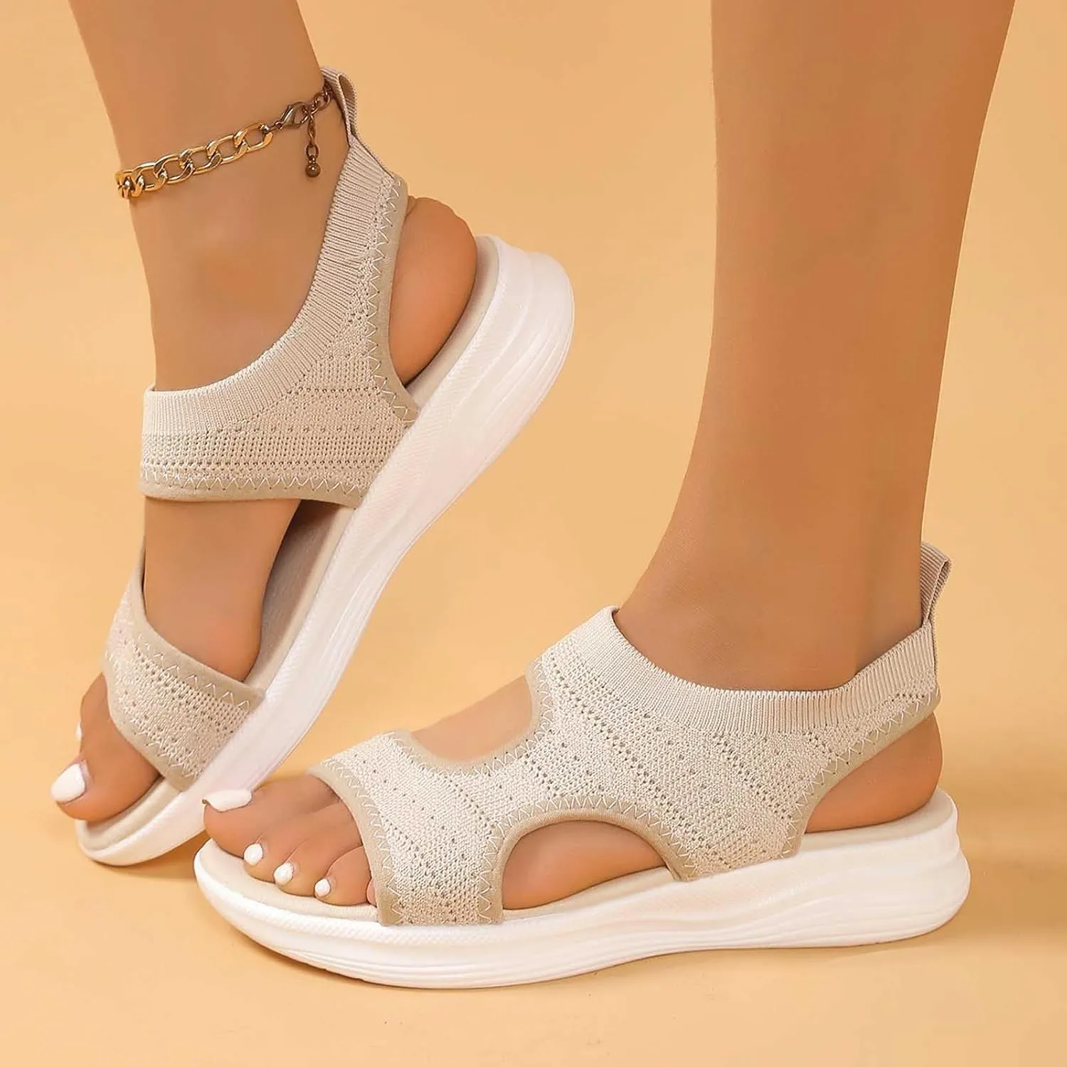 Women's Summer Fashion Cloth Breathable Open Toed Sandals Comfortable Platform Shoes Womens Slides And Sandals