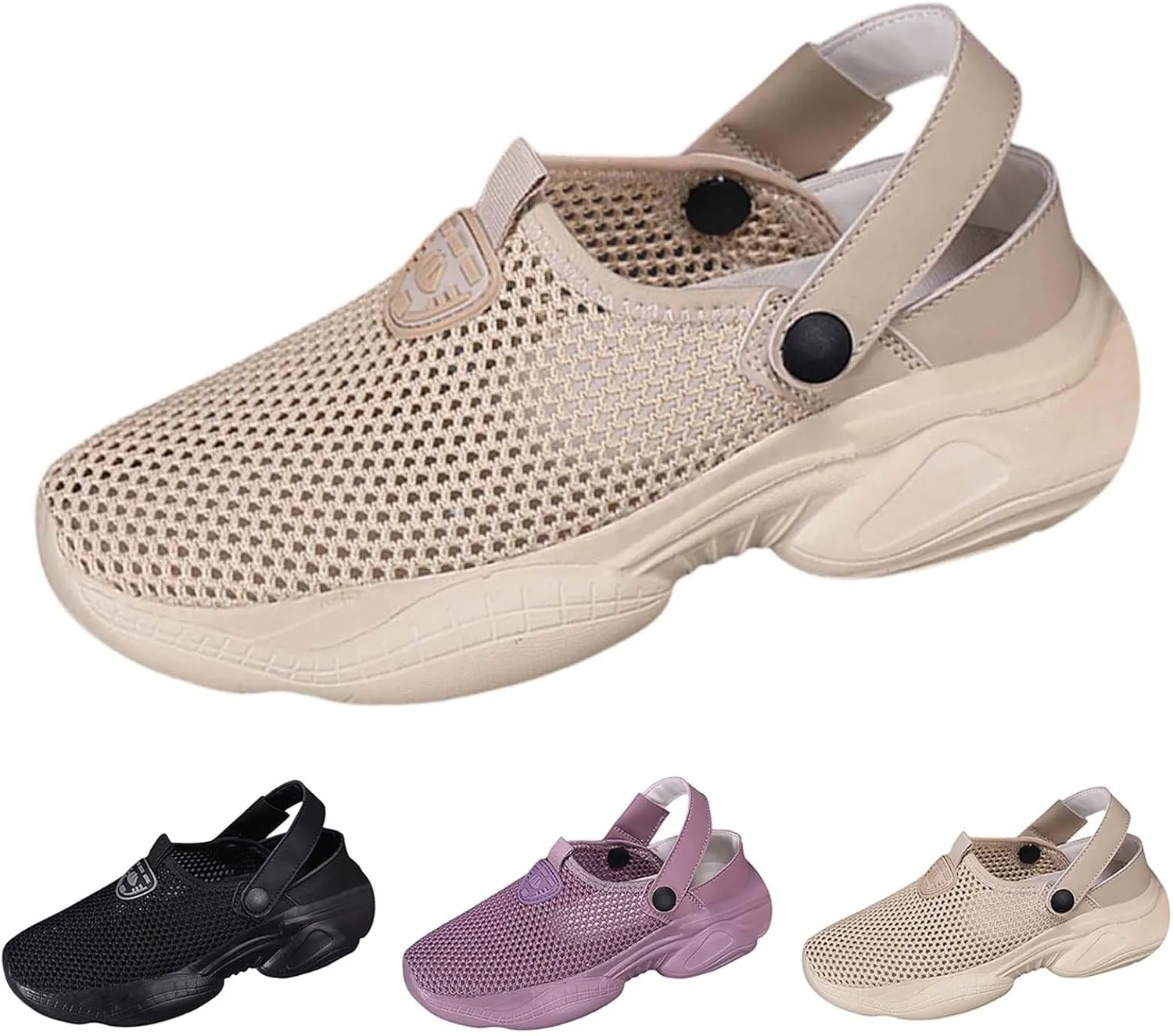 Women's Summer Knit Closed Toe Platform Sandals Breathable Slip On Casual Shoes For Beach Walking Yoga Travel