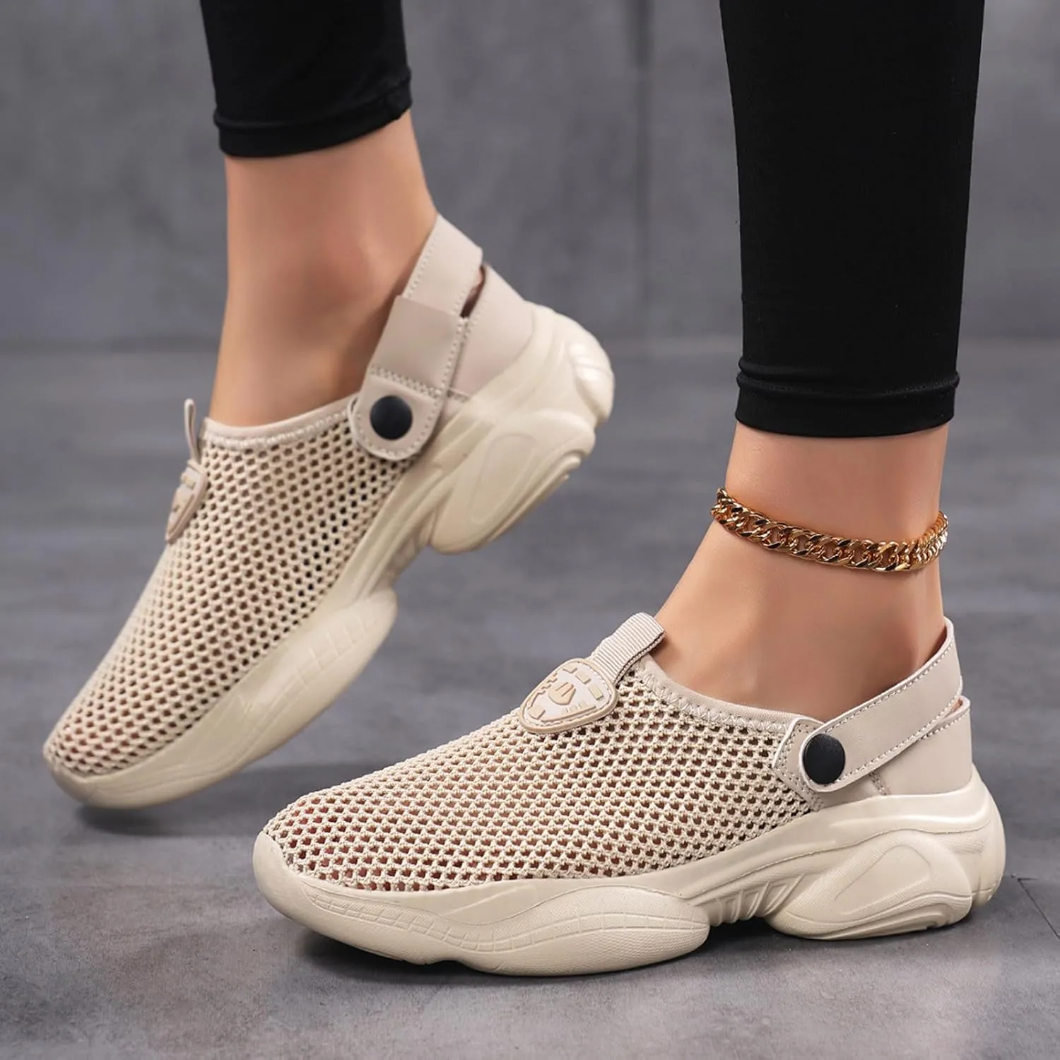 Women's Summer Knit Closed Toe Platform Sandals Breathable Slip On Casual Shoes For Beach Walking Yoga Travel