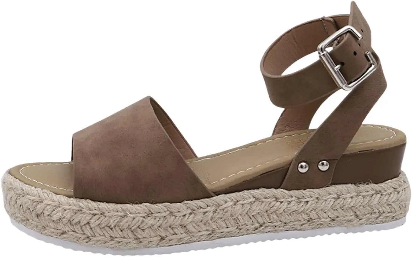 Women's Summer Sandals Open Toe Leather Wedge Heel Casual Outdoor Vacation Shoes Comfortable For Jeans And Dresses