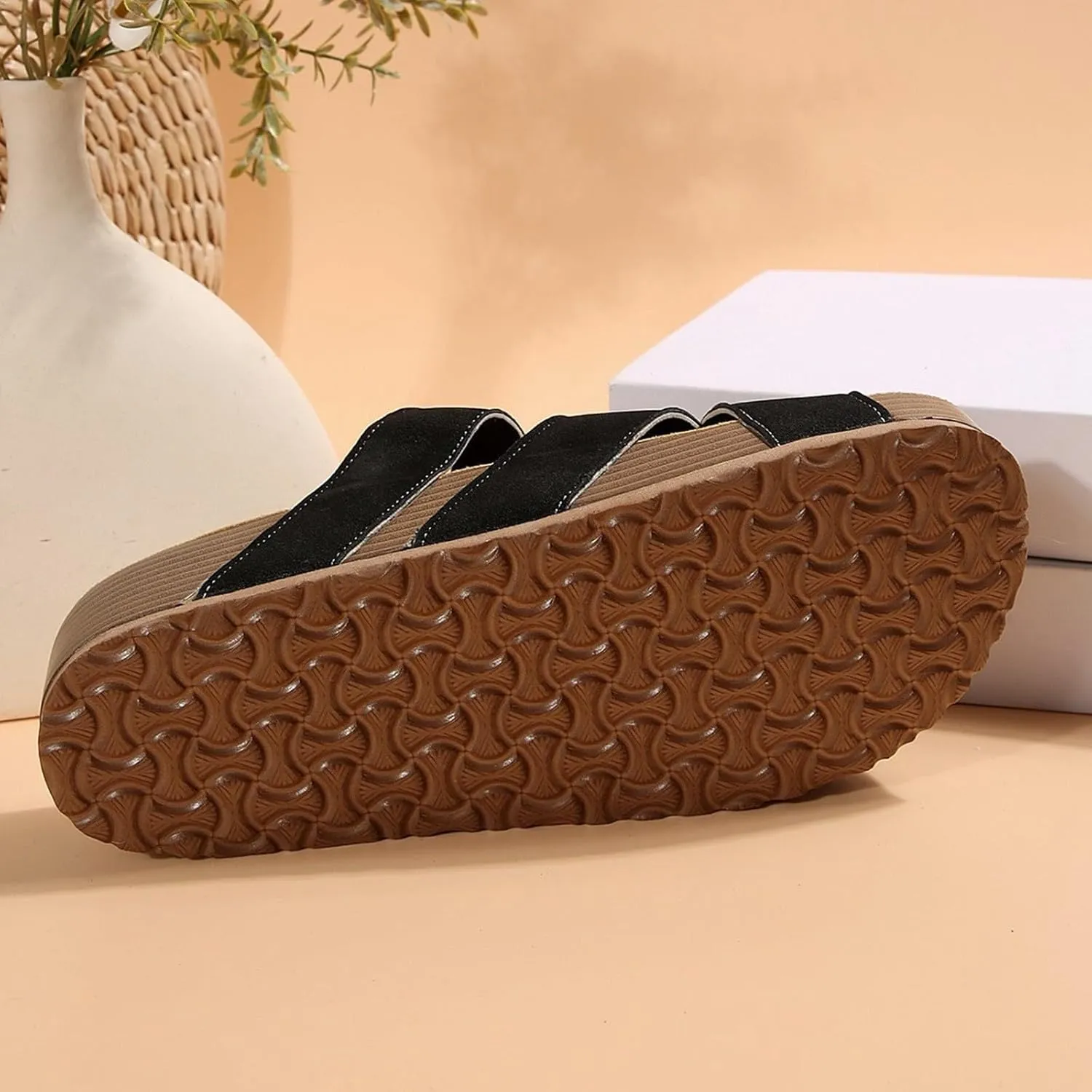 Women's Summer Slide Sandals Comfortable Thick Platform Casual Beach Vacation Wide Fit Flat Strappy Footwear