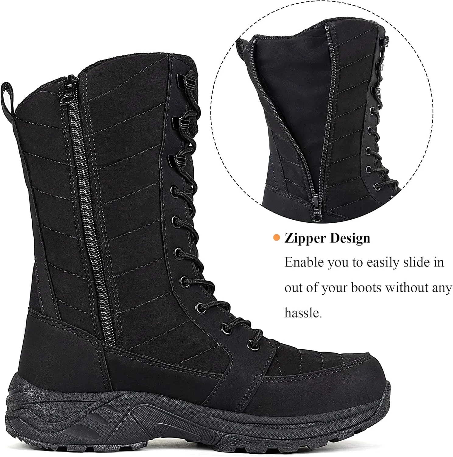 Women's Waterproof Winter Snow Boots Warm Comfortable with Side Zipper - 2024 Fashion Lightweight Hiking boots for Cold Weather Insulated Mid Calf Military Booties