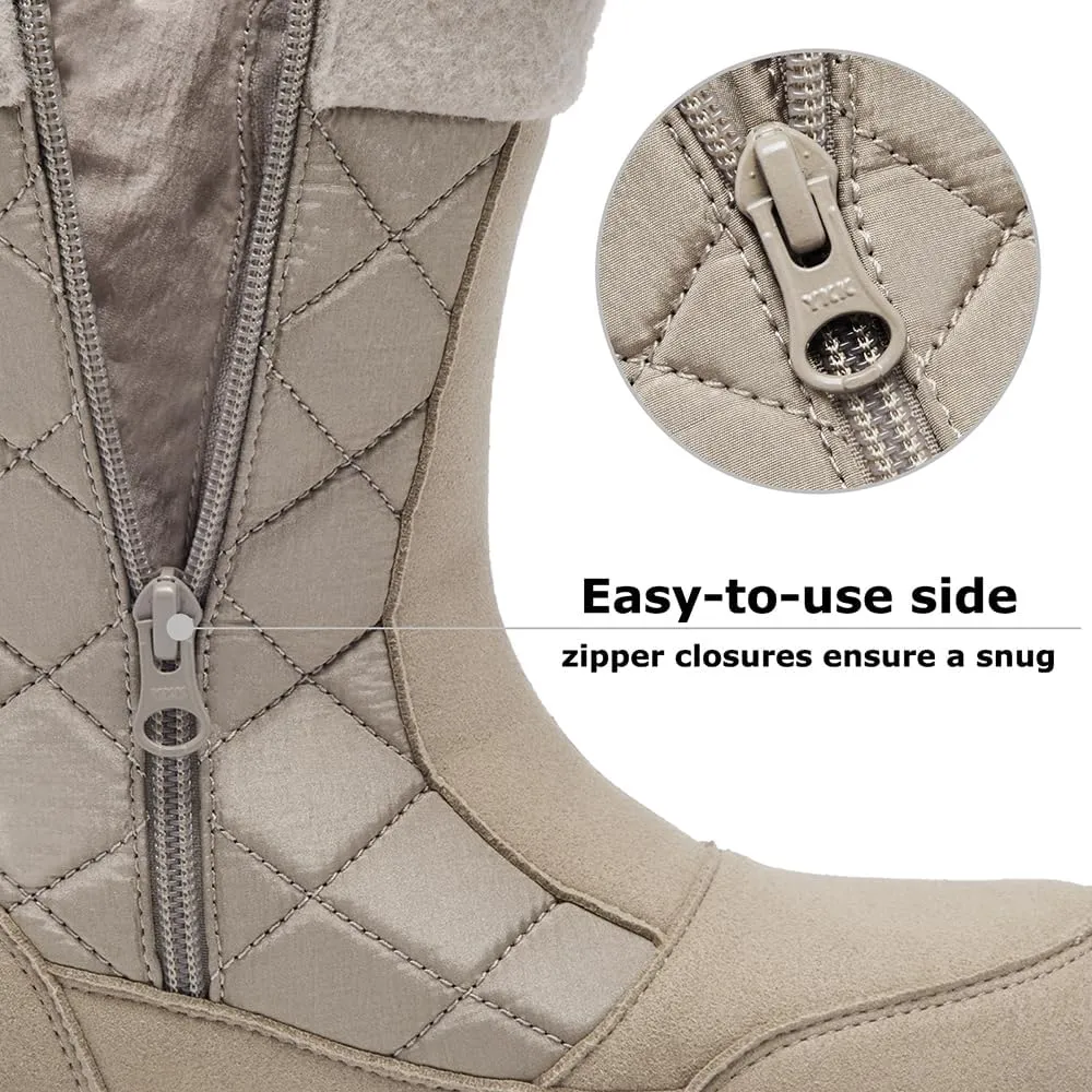 Women's Waterproof Winter Snow Boots Warm Comfortable with Side Zipper - 2024 Fashion Lightweight Hiking boots for Cold Weather Insulated Mid Calf Military Booties