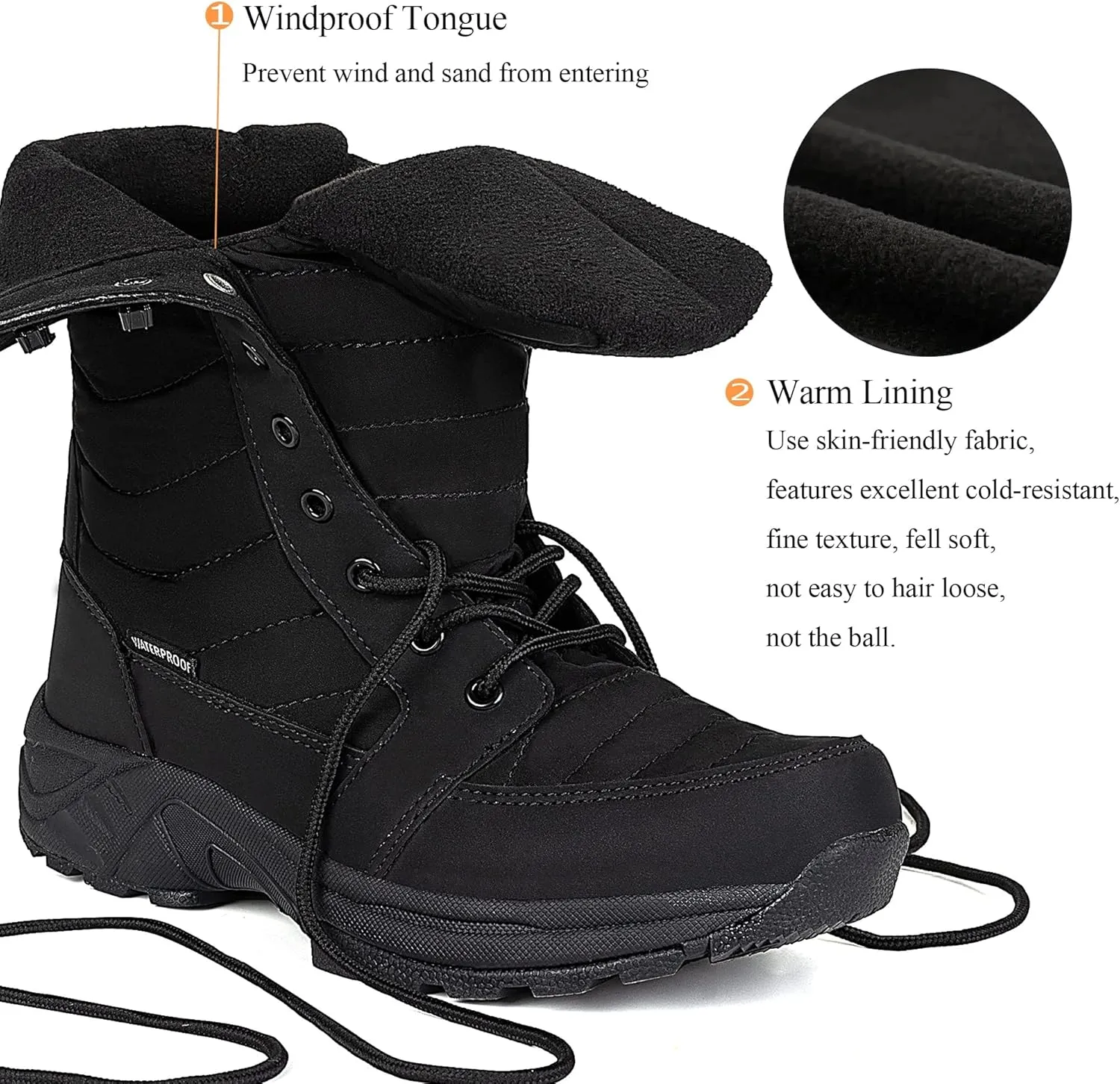 Women's Waterproof Winter Snow Boots Warm Comfortable with Side Zipper - 2024 Fashion Lightweight Hiking boots for Cold Weather Insulated Mid Calf Military Booties