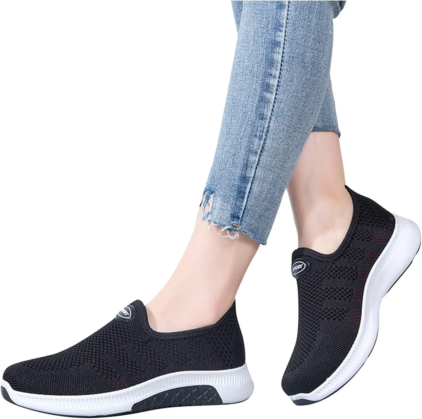 Womens White Sneakers Casual All Black Sneakers for Women Cute Casual Shoes for Women 2023 Wide Width Womens Tennis Shoes 7.5 Wide Slip On Shoes for Women Indoor Fluffy