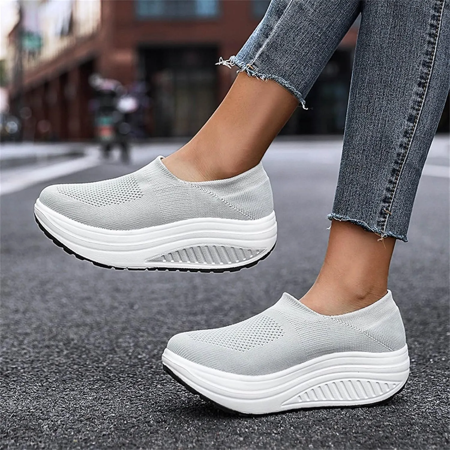 Womens White Sneakers Casual Wide Zapato Antiderrapante Mujer Womens Slip On Athletic Shoes Wide Width Women Sneakers Size 6 Wide Zapatillas De Mujer Con Tacon