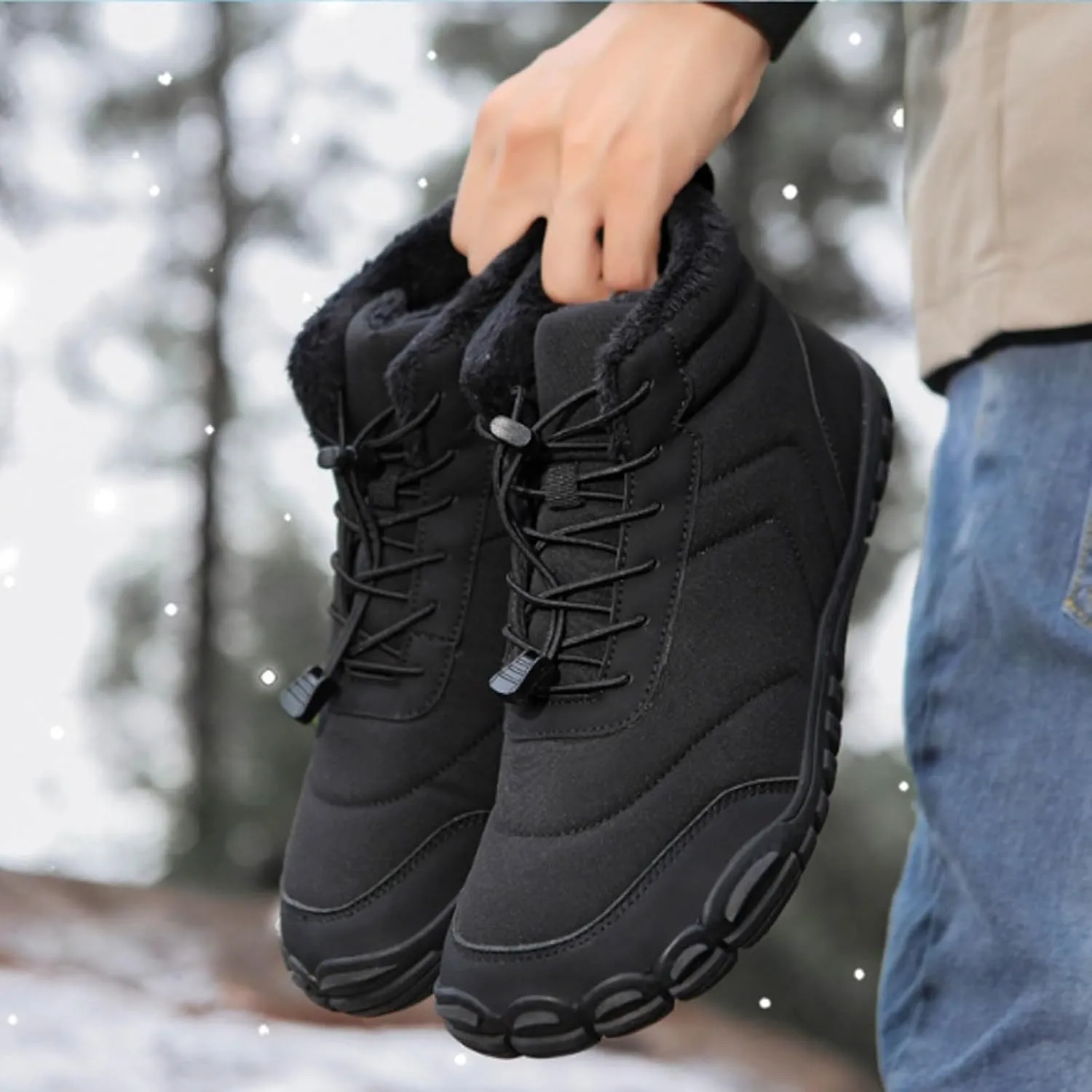 Women's Winter Snow Boots,Warm Comfortable Faux Fur Insulated Non-Slip Outdoor Lace-Up Mid Calf Booties Hiking Shoes