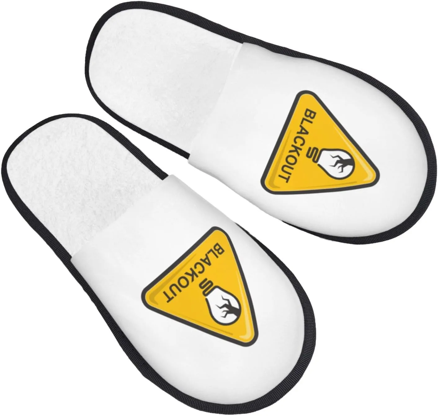 Yellow Power Outage Sign Slippers Winter Indoor and Outdoor Slipper Warm Cozy Soft Lightweight House Shoes Fuzzy Slip-On Slipper Large