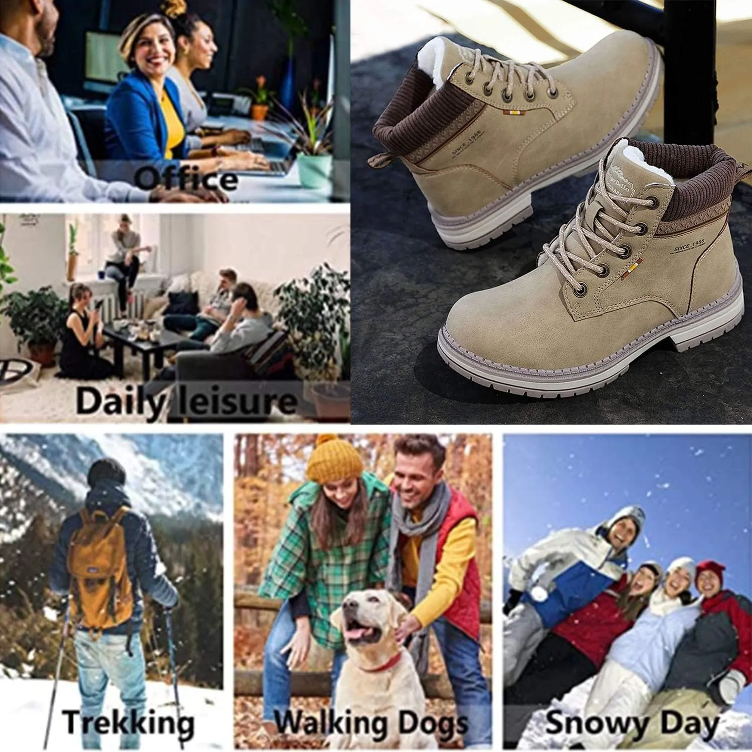 YUKTOPA Women's Waterproof Boots Winter Warm Fur Lined Snow Boots Women PU Leather Non Slip Outdoor Trekking & Hiking Walking Shoes