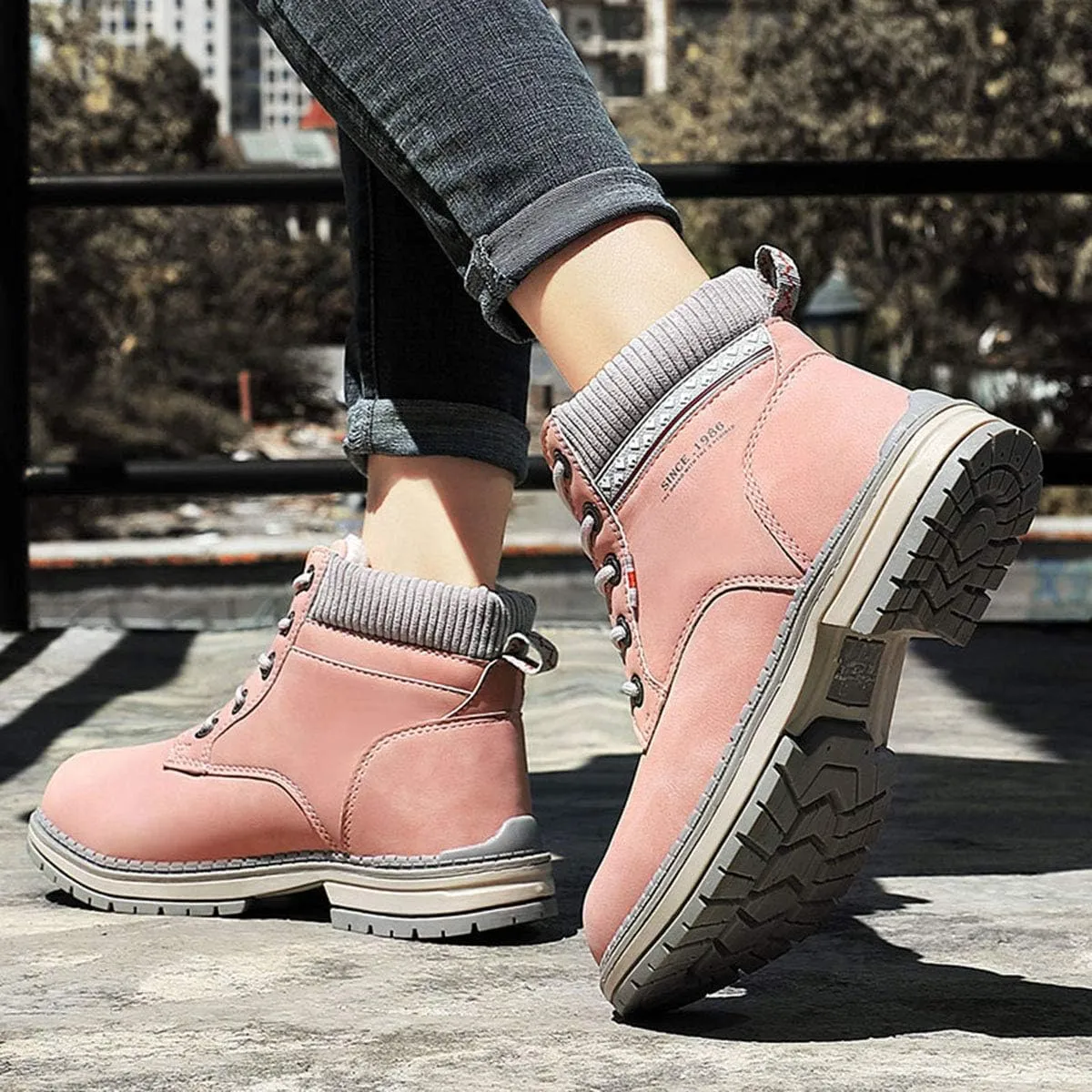 YUKTOPA Women's Waterproof Boots Winter Warm Fur Lined Snow Boots Women PU Leather Non Slip Outdoor Trekking & Hiking Walking Shoes
