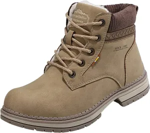 YUKTOPA Women's Waterproof Boots Winter Warm Fur Lined Snow Boots Women PU Leather Non Slip Outdoor Trekking & Hiking Walking Shoes