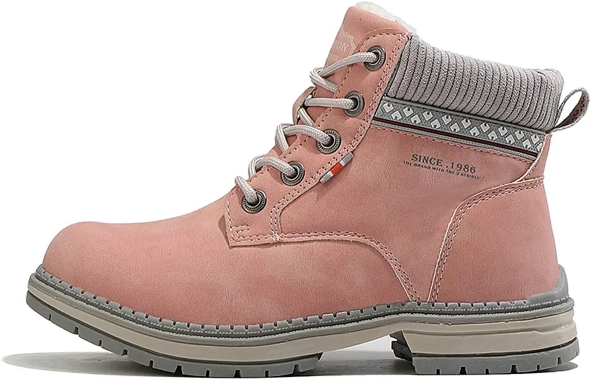 YUKTOPA Women's Waterproof Boots Winter Warm Fur Lined Snow Boots Women PU Leather Non Slip Outdoor Trekking & Hiking Walking Shoes