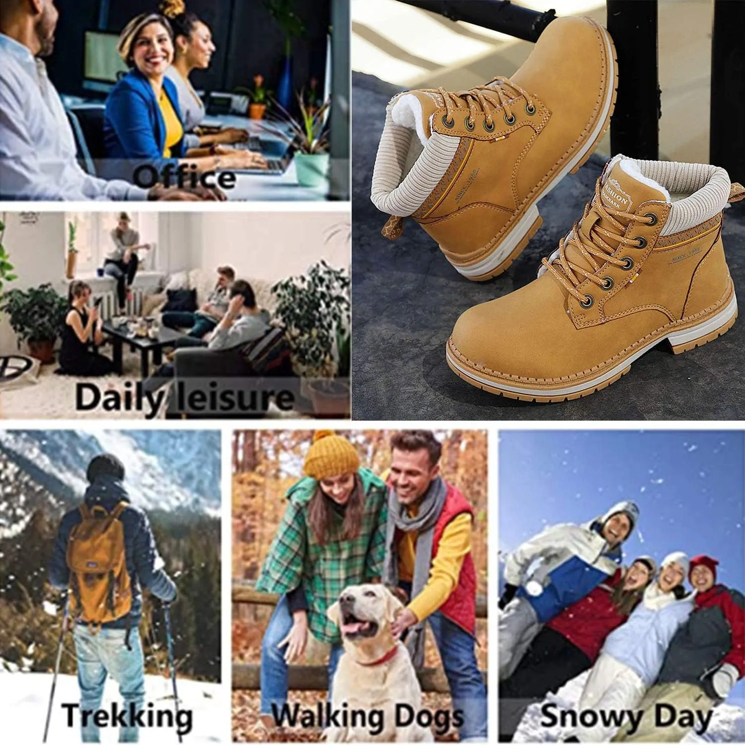 YUKTOPA Women's Waterproof Boots Winter Warm Fur Lined Snow Boots Women PU Leather Non Slip Outdoor Trekking & Hiking Walking Shoes