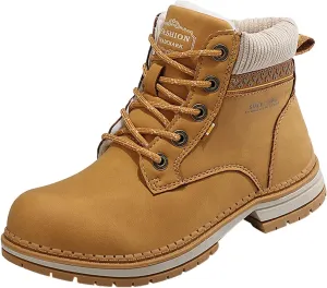 YUKTOPA Women's Waterproof Boots Winter Warm Fur Lined Snow Boots Women PU Leather Non Slip Outdoor Trekking & Hiking Walking Shoes