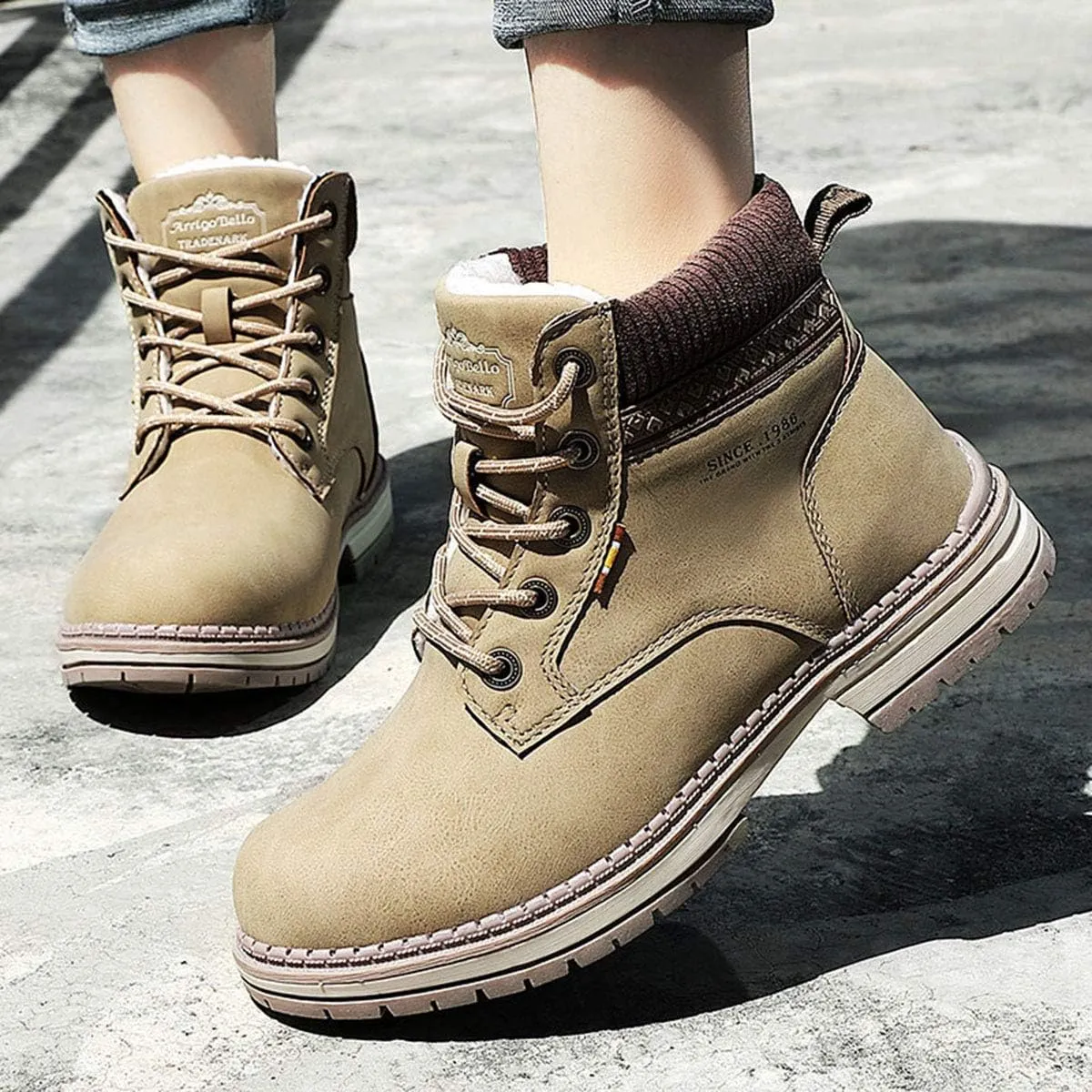 YUKTOPA Women's Waterproof Boots Winter Warm Fur Lined Snow Boots Women PU Leather Non Slip Outdoor Trekking & Hiking Walking Shoes