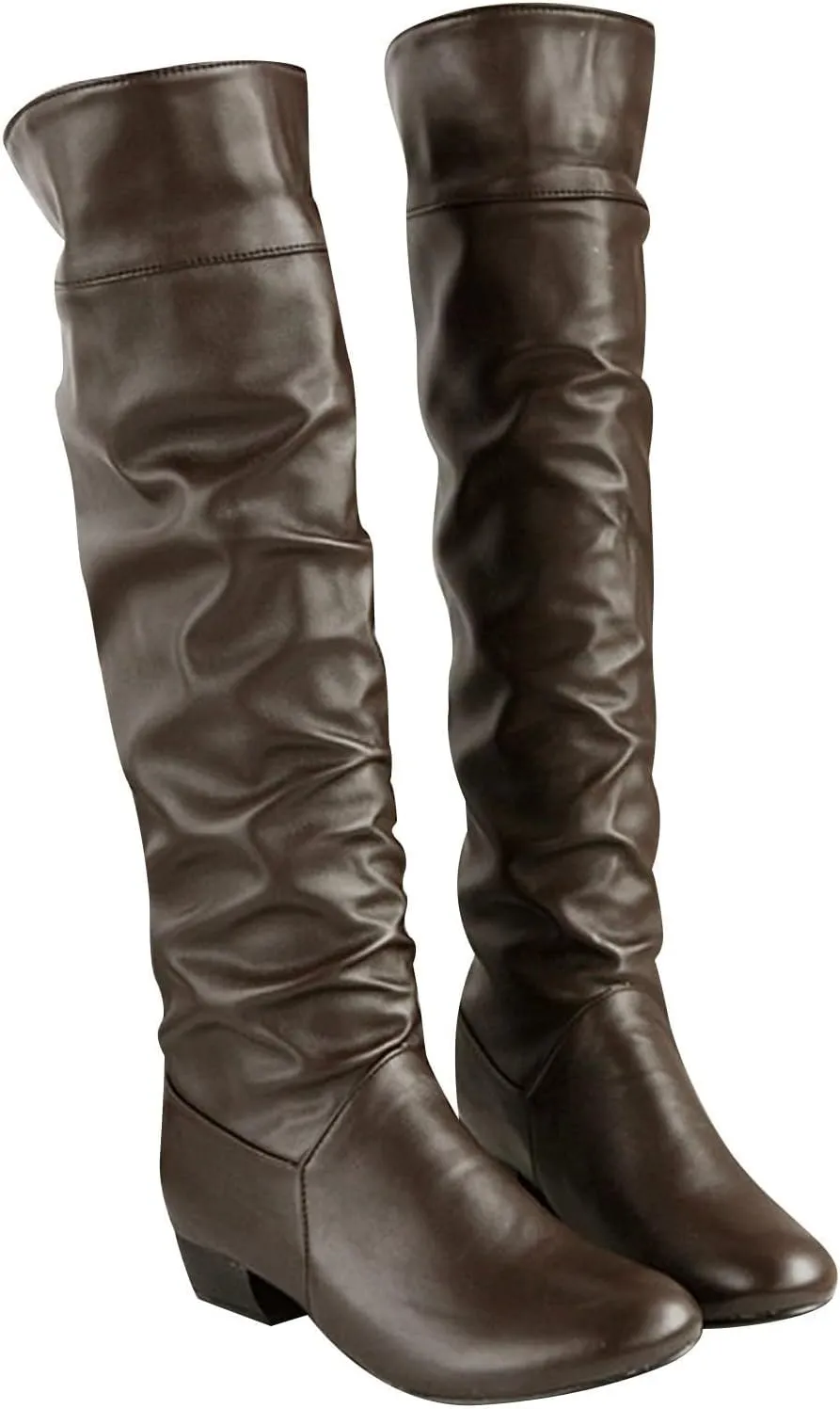 ZDLJYL Women's Stretch Knee High Boots Low Block Heel Riding Boots Ladies Elastic Fashion Winter Comfortable Black Boots
