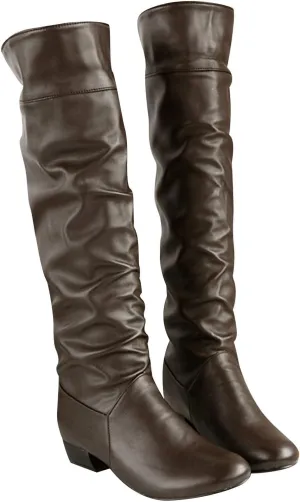 ZDLJYL Women's Stretch Knee High Boots Low Block Heel Riding Boots Ladies Elastic Fashion Winter Comfortable Black Boots